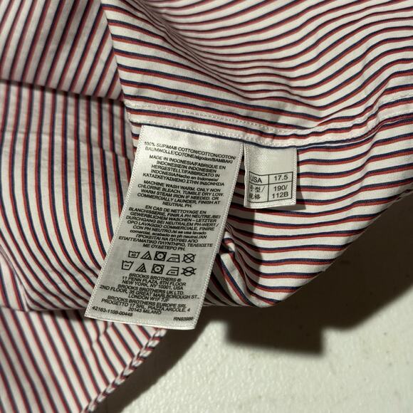 Brooks Brothers Button Down Shirt Men Sz 17.5 34 Office Stripes Academia Preppy - Picture 6 of 8